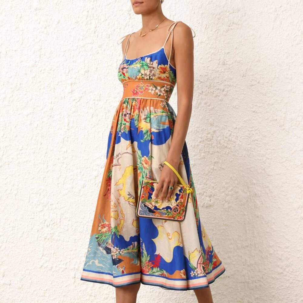 Zimmermann Multicolor Linen Sleeveless Dress